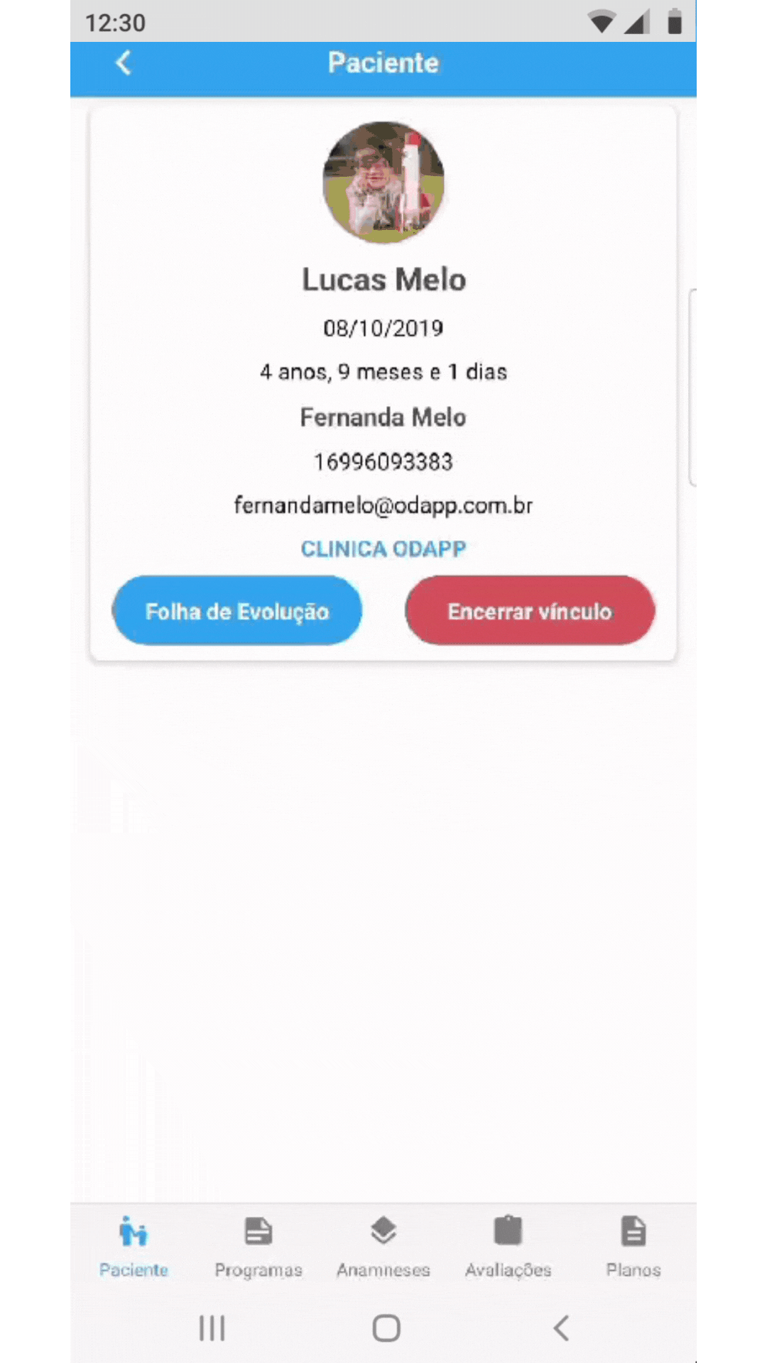 folha de evolução registro
